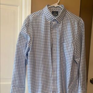 Stafford Blue Casual Button Down Shirt Gingham Check